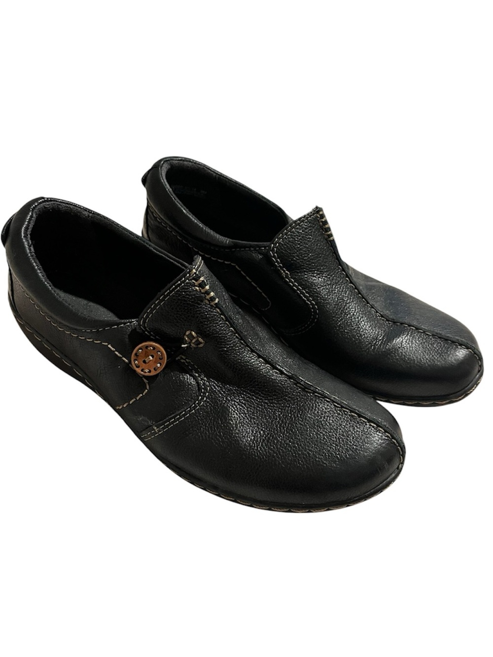 Clark’s Ashland Glow Women’s Leather Slip On Shoes Comfort Loafers Black 9M
